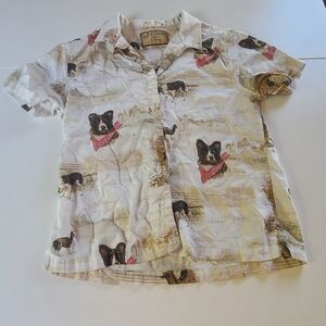 Bit & Bridle Cream Dog Print Button Down Shirt